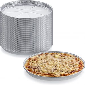 Pack of 25 Disposable Round Foil Pizza Pans – Durable Pizza Tray for Cookies, Cake, Focaccia and More – Size: 12-1/4″ x 3/8″