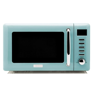 Haden 75031 HERITAGE Vintage Retro 0.7 Cubic Foot/20 Liter 700 Watt Countertop Microwave Oven Kitchen Appliance with Turntable, Pull Handle, and 5 Power Levels, Turquoise