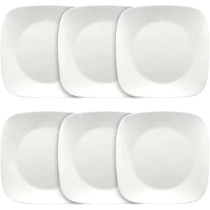 Corelle Square Pure White 10.5″ Dinner Plates, Set of 6
