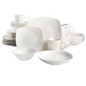 Liberty Hill 30-Piece Dinnerware Set, White,durable porcelain & features a soft