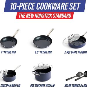 Blue Diamond Cookware Ceramic Nonstick Cookware Pots and Pans Set, 10 Piece