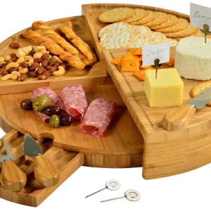 Picnic at Ascot Multi-Level Cheese/Charcuterie Board – Patented Unique Design Stores as a Wedge