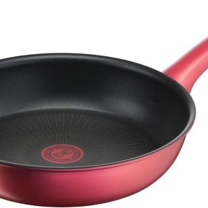 T-Fal G26205 Frying Pan, 10.2 inches (26 cm), Induction and Gas Stove Compatible “IH Rouge Unlimited Frying Pan”, Non-Stick, Red