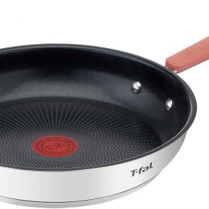 Tefal G72905 Frying Pan, 10.2 inches (26 cm), Compatible with Gas Fire, Opti-Space IH Stainless Steel Frying Pan, Non-Stick Stainless Steel, Silver