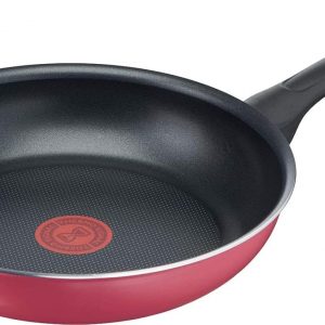 Tefal B55905 Cranberry Red Frying Pan, 10.2 inches (26 cm), Compatible with Gas Fire, Non-Stick Red