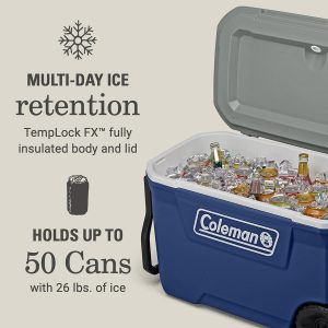 Coleman Ice Chest | 316 Series 62 Quart Wheeled Cooler, Rock